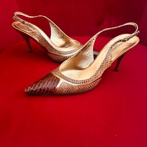 Dolce & Gabbana Brown and Gold Python Heels